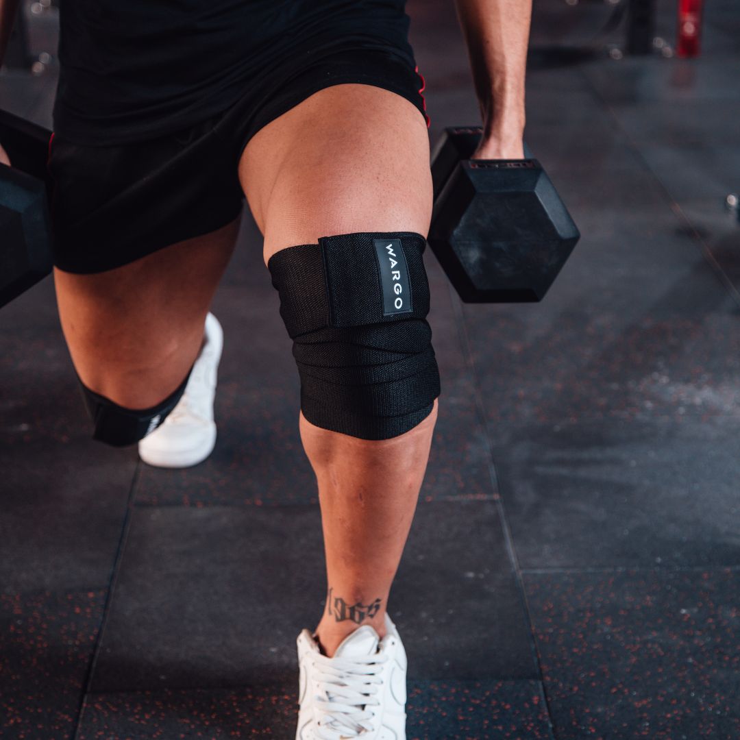 VENDAS RODILLA PARA GYM - BLACK GRAY STRIPE