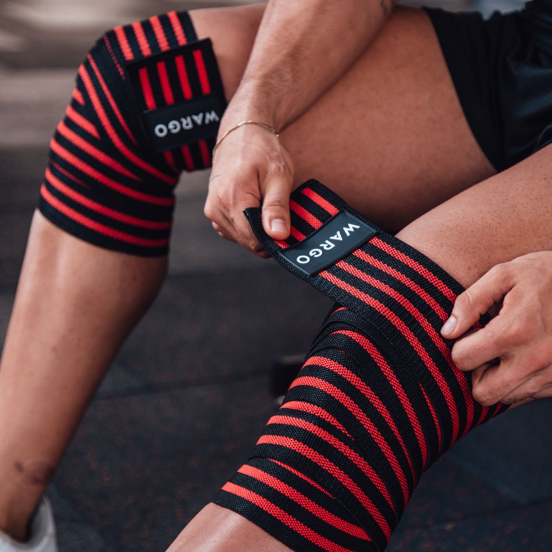 VENDAS RODILLA PARA GYM - BLACK GRAY STRIPE