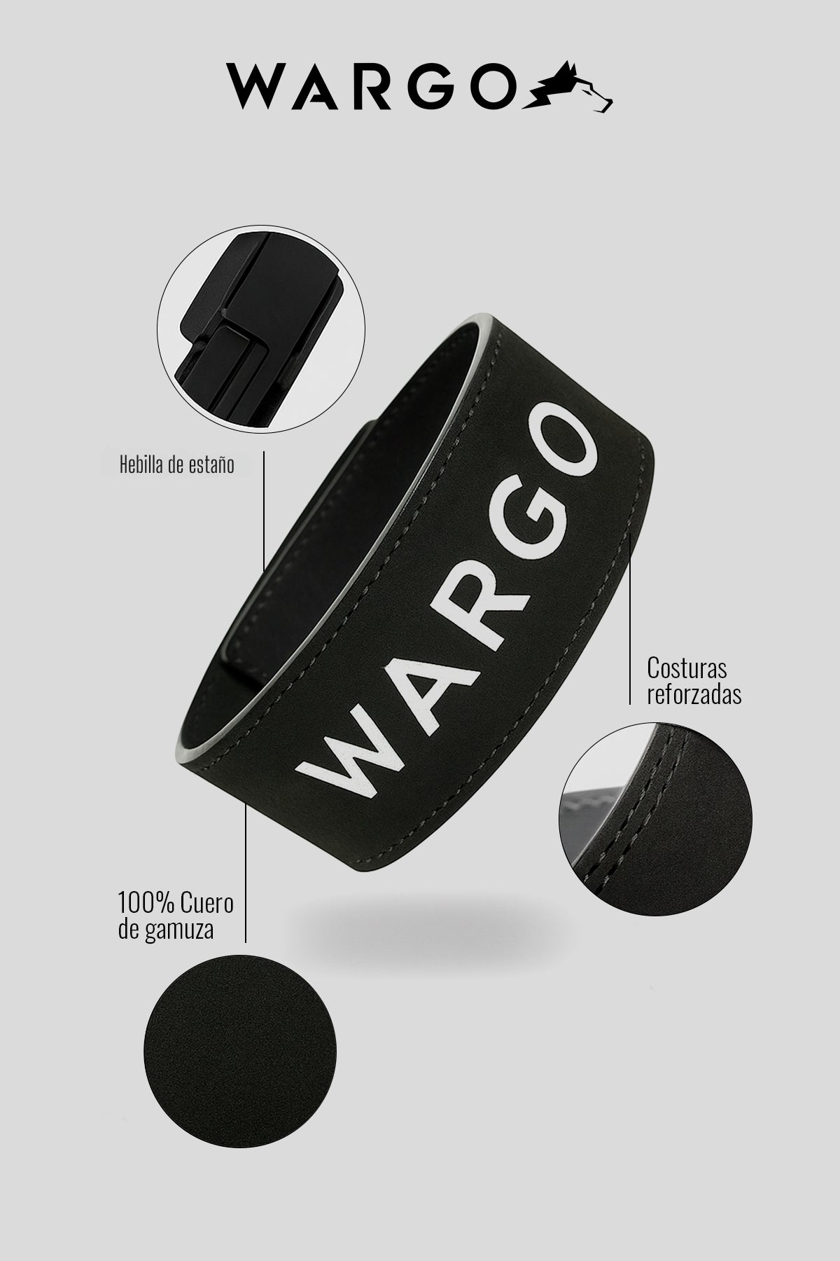 CINTURÓN PALANCA 10 MM POWERLIFTING - GRIS