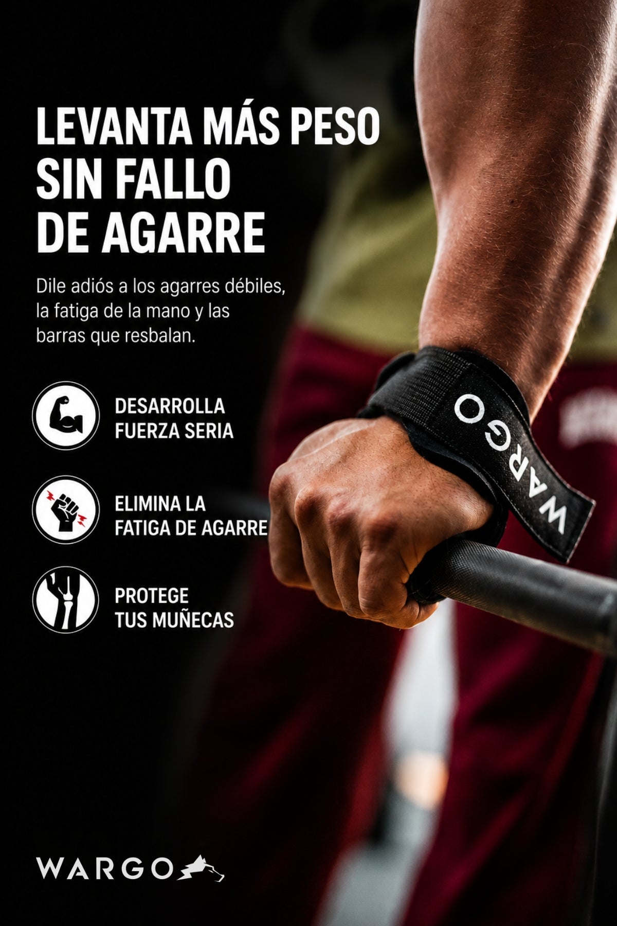 STRAPS GRIPS GYM STRIPS - NEGRO