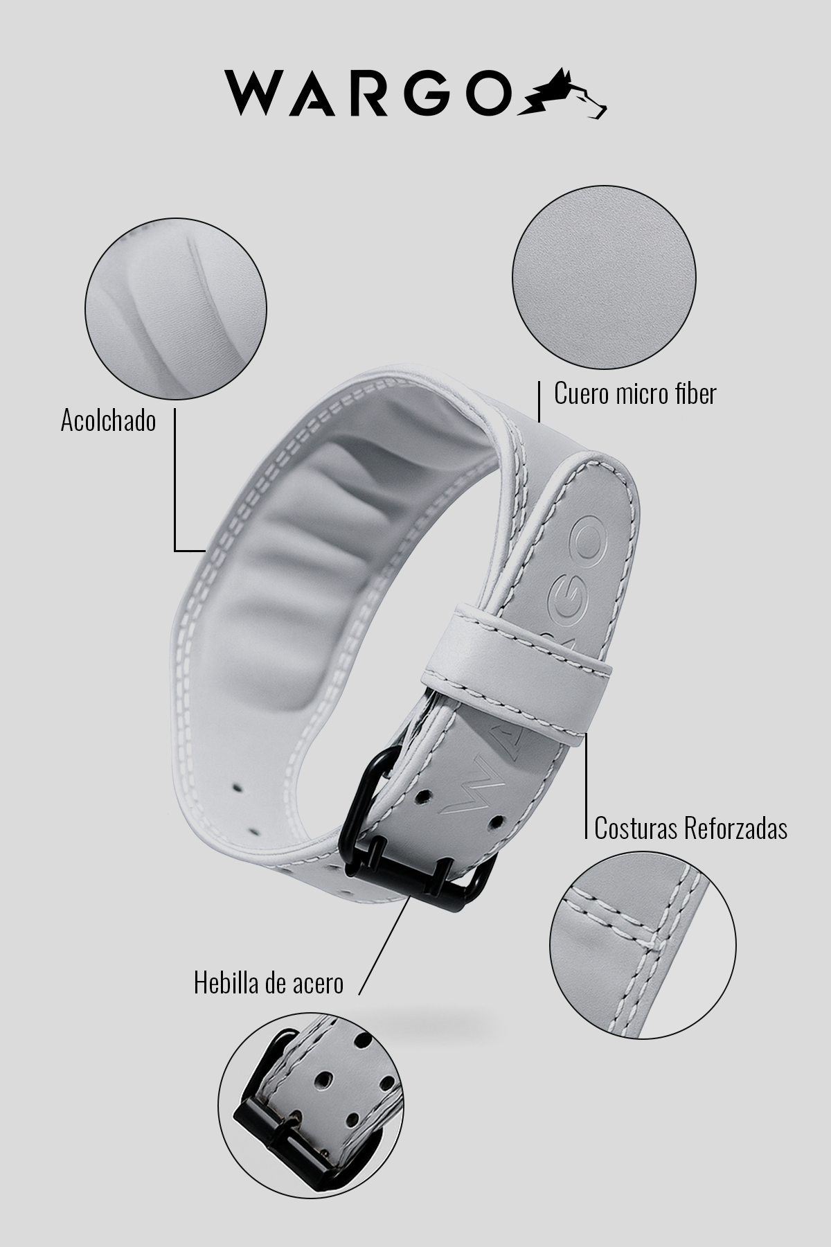 CINTURON CUERO 5MM GYM - GRIS