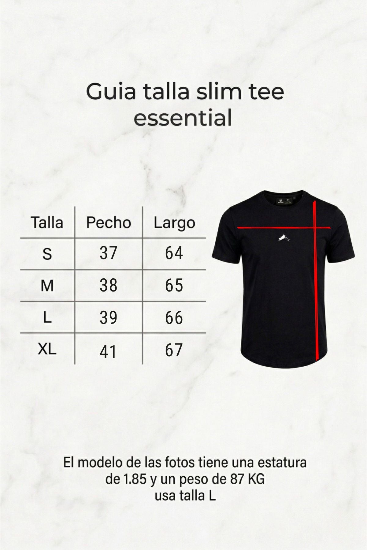 CAMISETA SLIM TEE ESSENTIAL - NEGRO