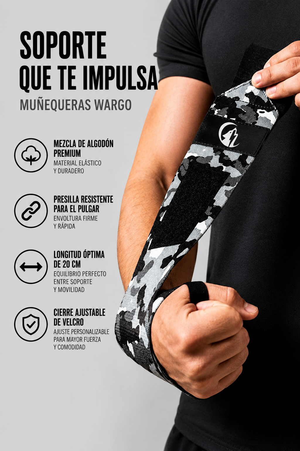 MUÑEQUERAS PARA GYM - NEGRO