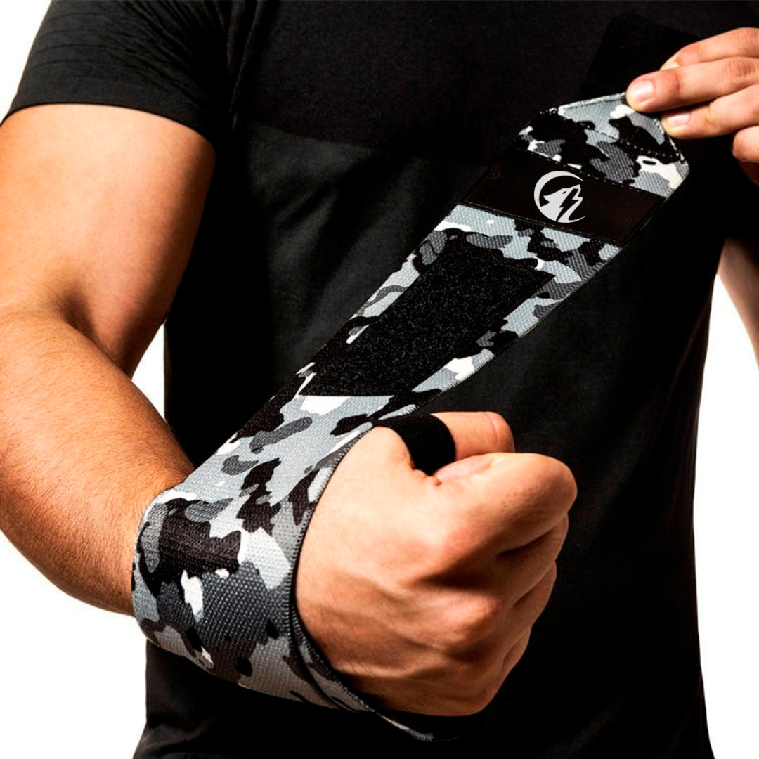 MUÑEQUERAS PARA GYM - BLACK GREEN ARMY STRIPE