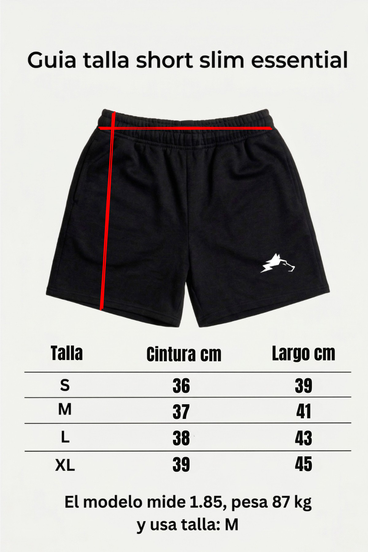 SHORT SLIM ESSENTIAL - NEGRO