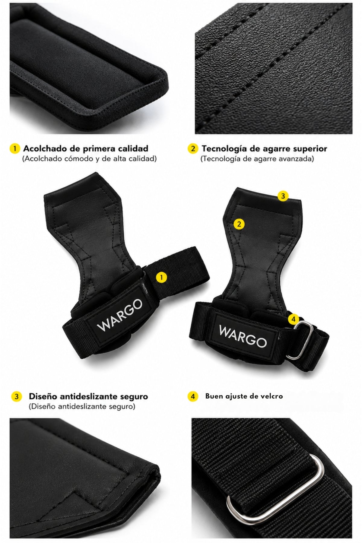 STRAPS GRIPS GYM STRIPS - NEGRO