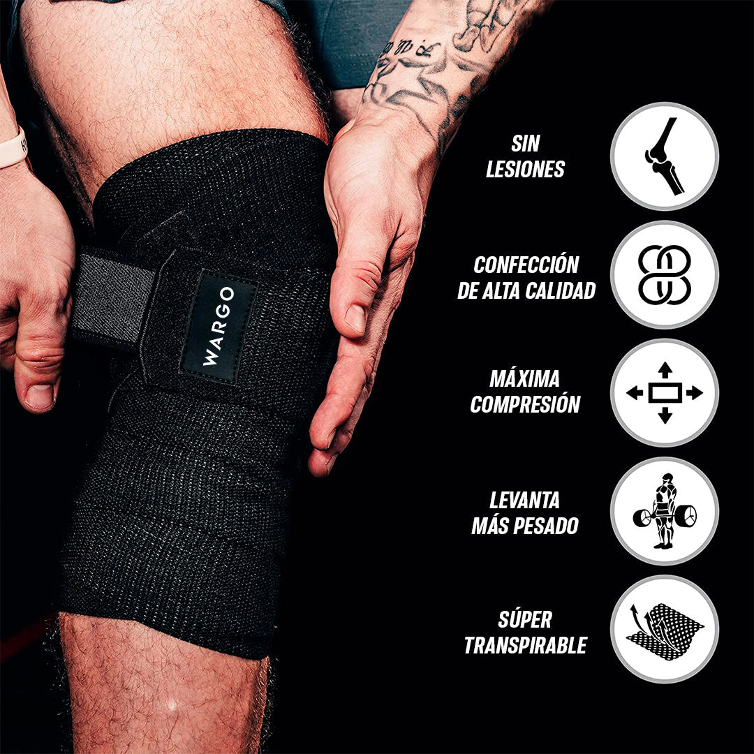 VENDAS RODILLA PARA GYM - BLACK GRAY STRIPE