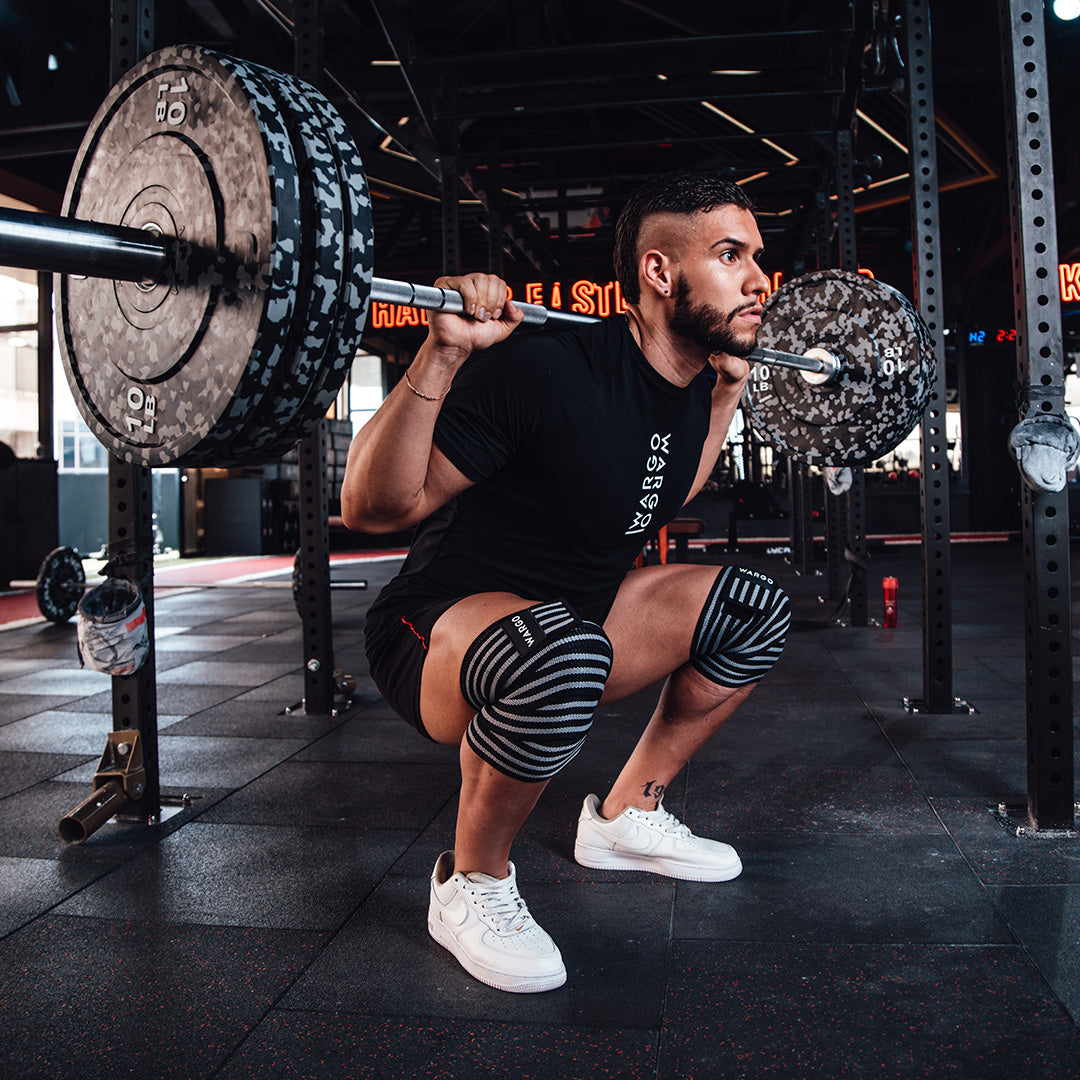 VENDAS RODILLA PARA GYM - BLACK GRAY STRIPE