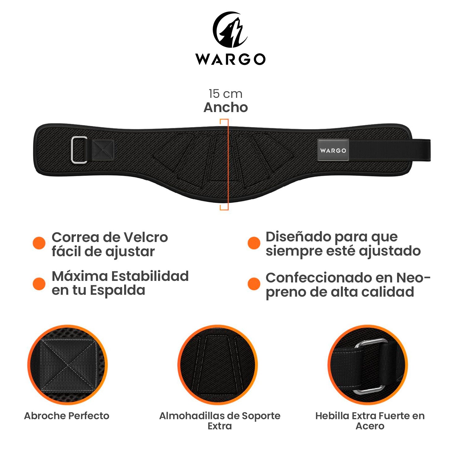 CINTURÓN PARA GYM DE NEOPRENO - BLACK