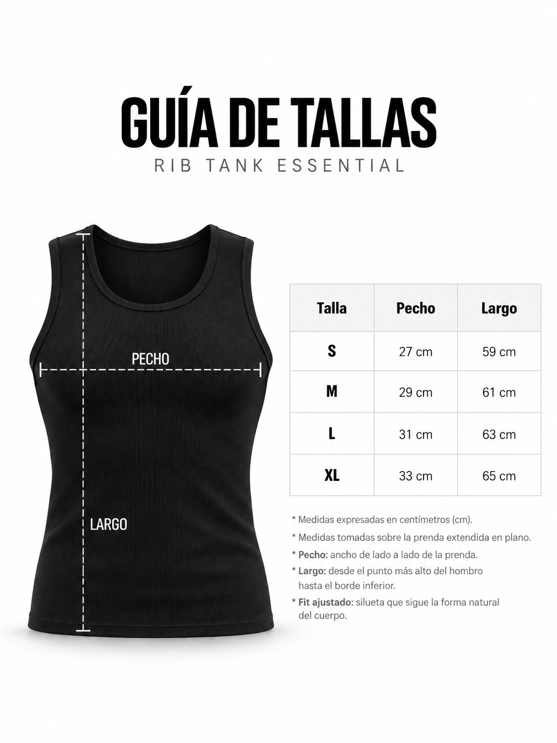 CAMISETA  RIB TANK ESSENTIALS - NEGRO