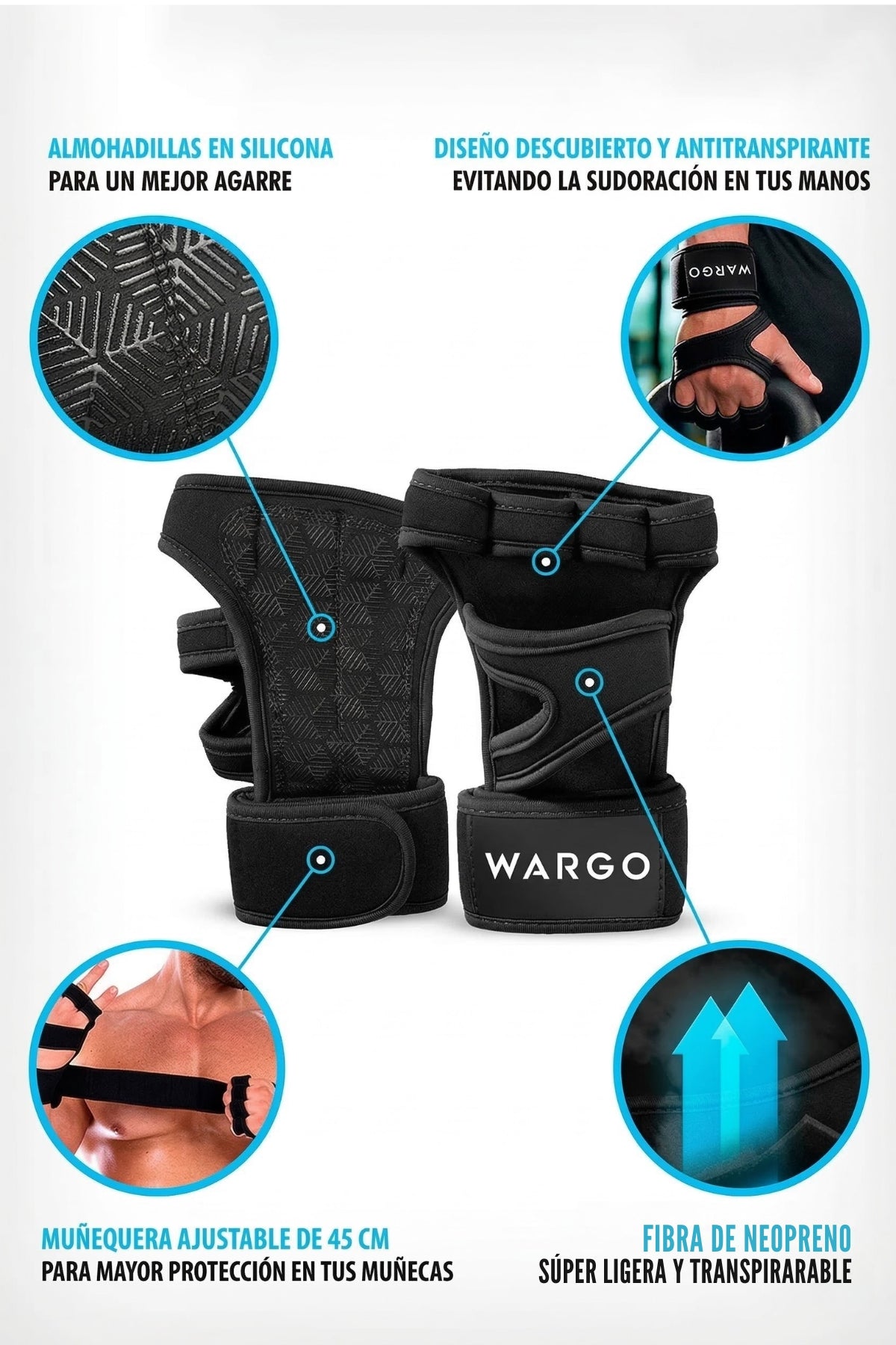 GUANTES LIFTING GYM - NEGRO