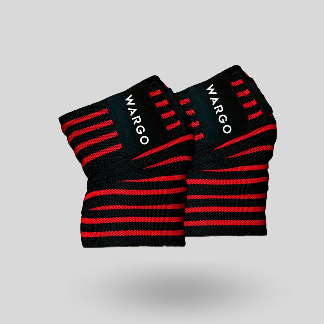 VENDAS RODILLA PARA GYM - BLACK RED STRIPE