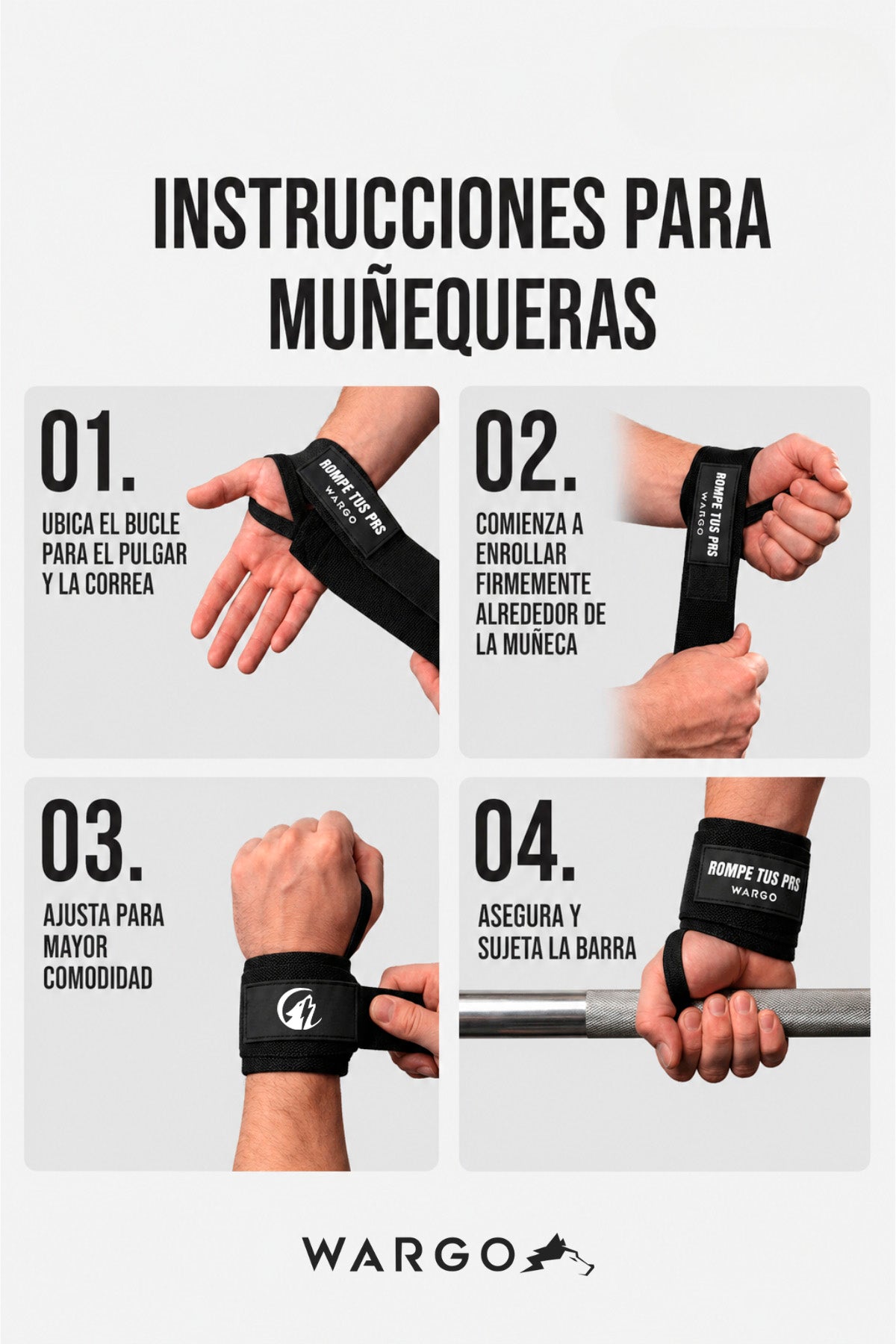 MUÑEQUERAS PARA GYM - NEGRO
