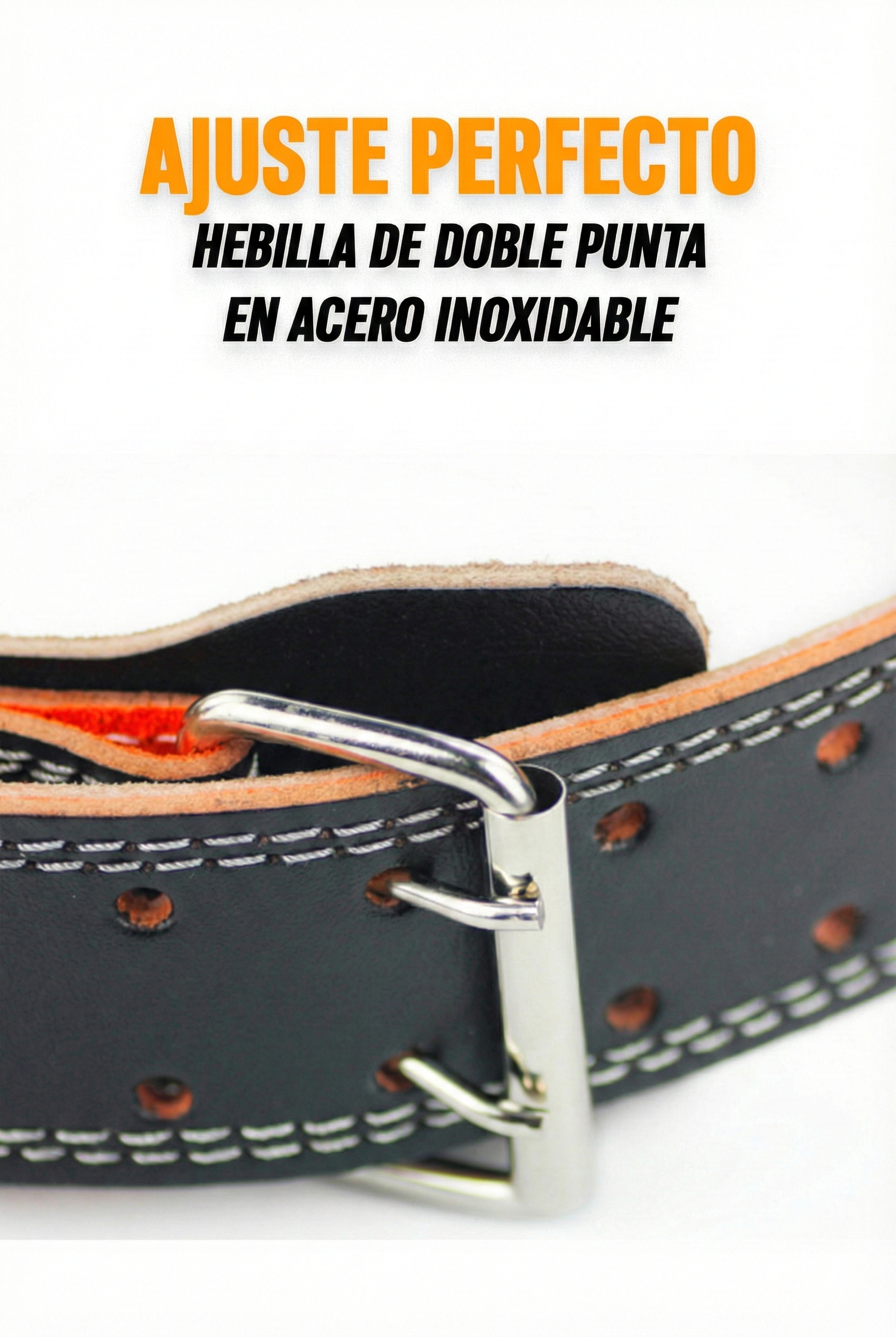 CINTURON CUERO PU SINTÉTICO GYM - NEGRO