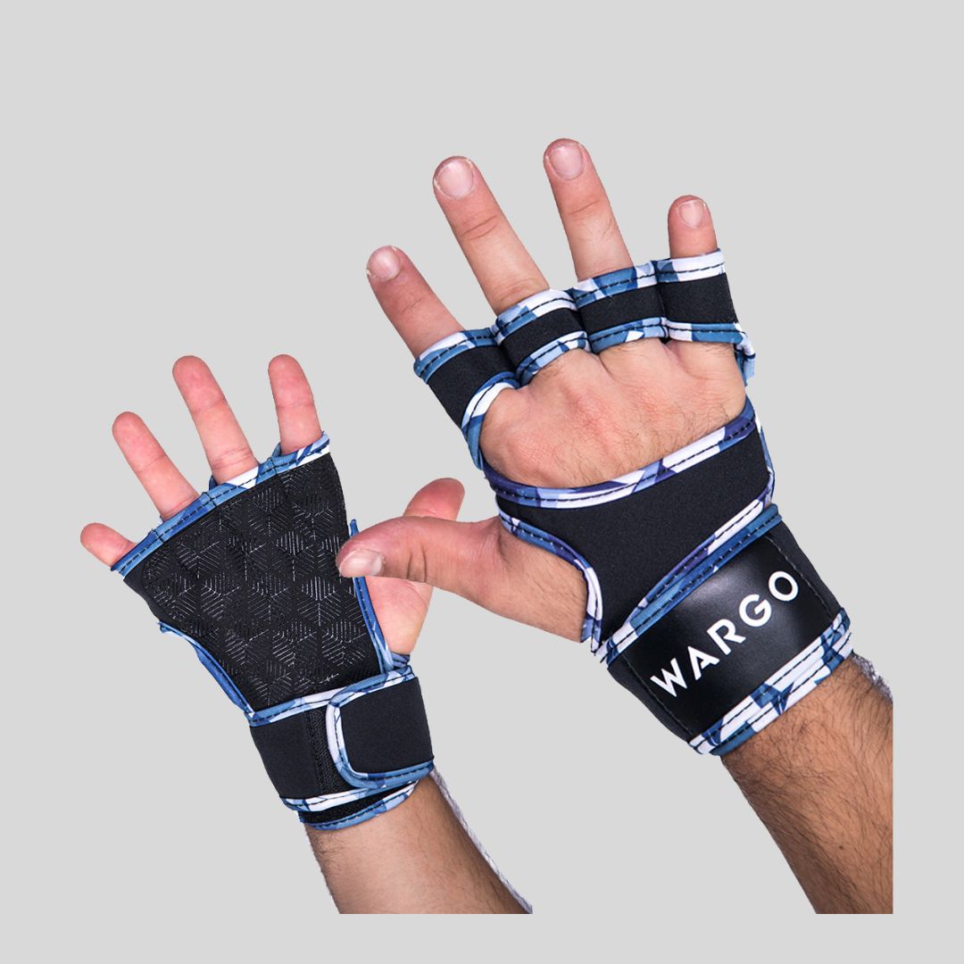 GUANTES PARA GYM DE LEVANTAMIENTO - AZUL CAMUFLADO