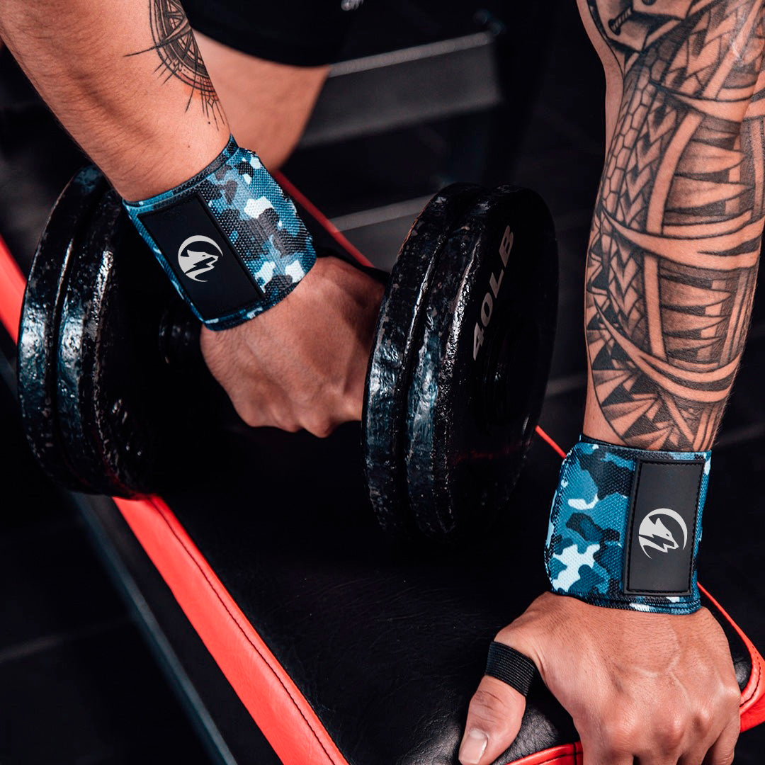 MUÑEQUERAS PARA GYM - BLACK GREEN ARMY STRIPE